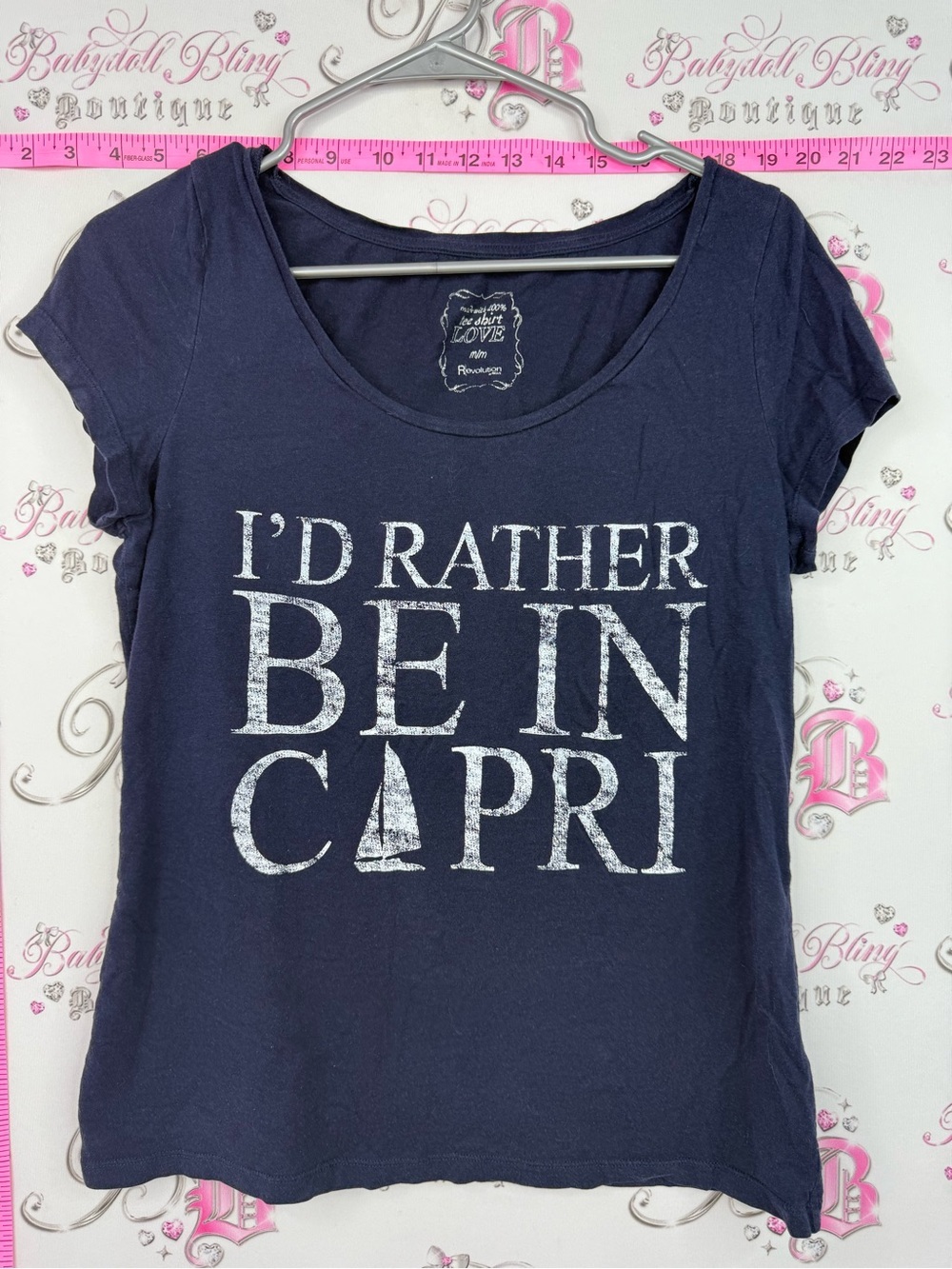 Ricki's tshirt Navy Scoop-Neck Tee with White 'I'd Rather Be In Capri' Graphic
